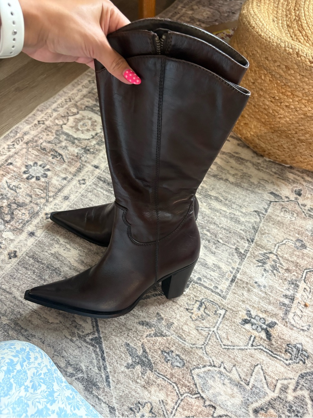 Free People Copenhagen leather point boots brown size 8.5 western cowgirl - Picture 12 of 16